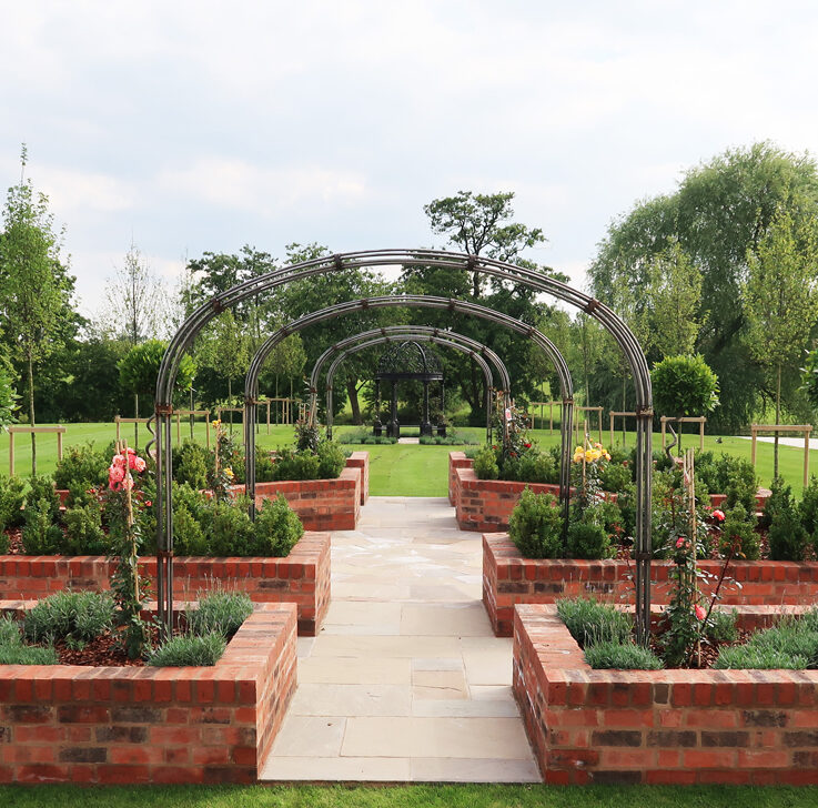 Larger private garden with planting and hard landscaping